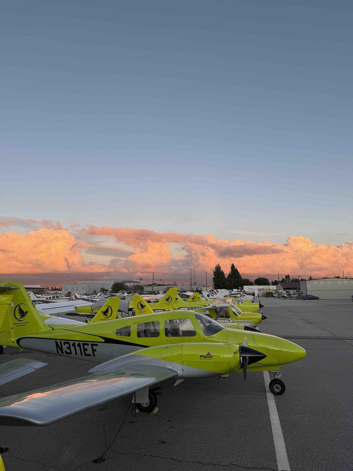 Los Angeles Flight School fleet lineup at Van Nuys Airport