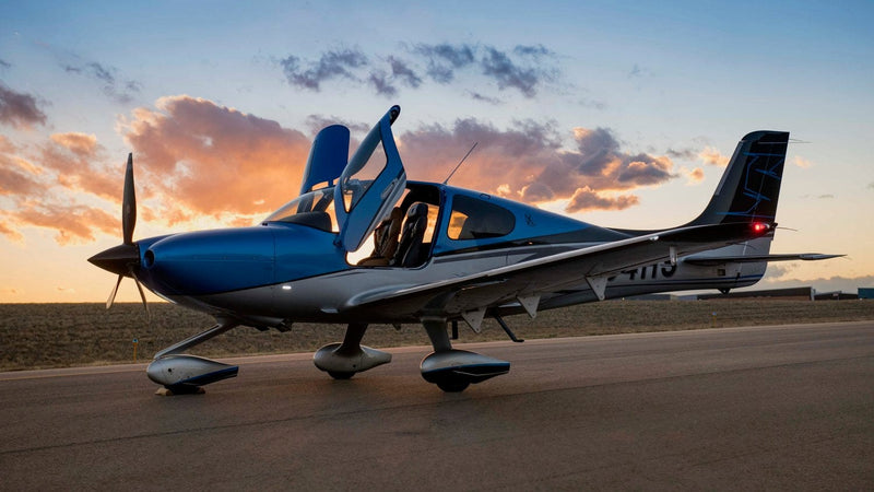 Training aircraft on the ramp at Van Nuys Airport at sunset after a student solo flight