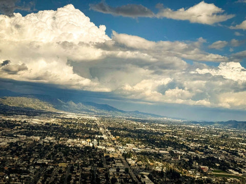 Towering clouds over the San Fernando Valley seen from a Cirrus
