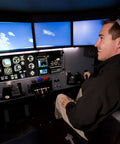 Redbird MCX full-motion flight simulator at Los Angeles Flight School, Van Nuys Airport
