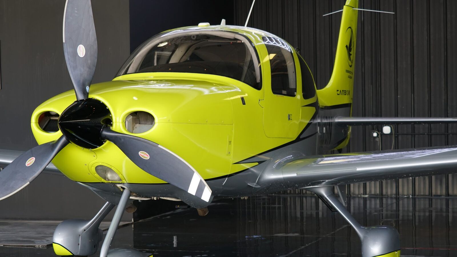 Cirrus SR22 glass cockpit aircraft on the ramp at Los Angeles Flight School, Van Nuys Airport